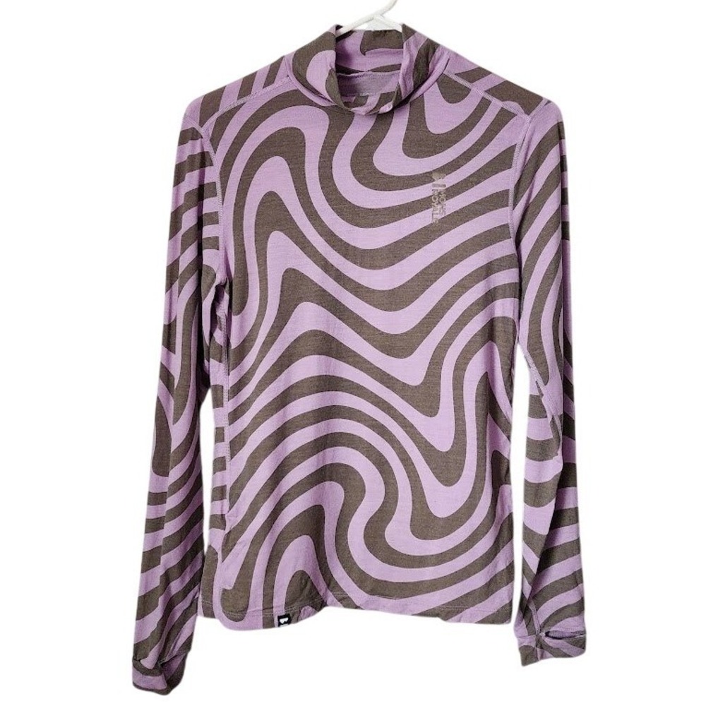 MONS ROYALE Cascade Merino Flex 200 Mock Neck Base Layer Purple Wave après ski S